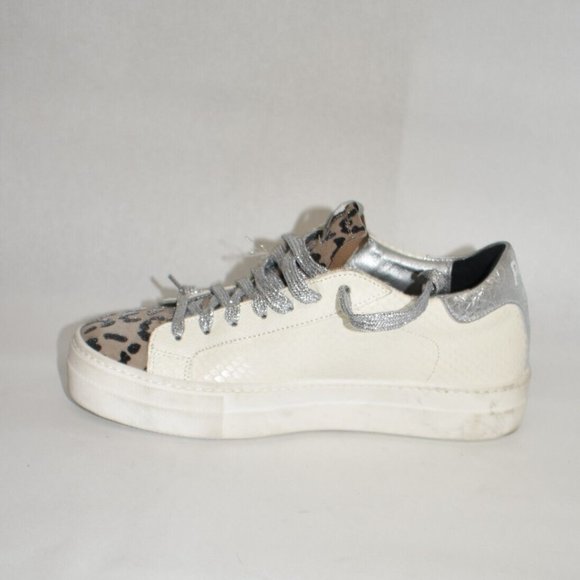 New! P448 John Leopard Tongue Low Top White Street Sneaker 38 EU 8 US DD347 - Picture 3 of 7